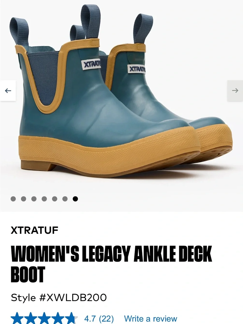 XTRATUF Women's Legacy Ankle Deck Boot - Teal with Mustard Trim
